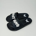 Beast Gang Black Slides with butterfly logo and "beast" on the right slide "gang" on the left